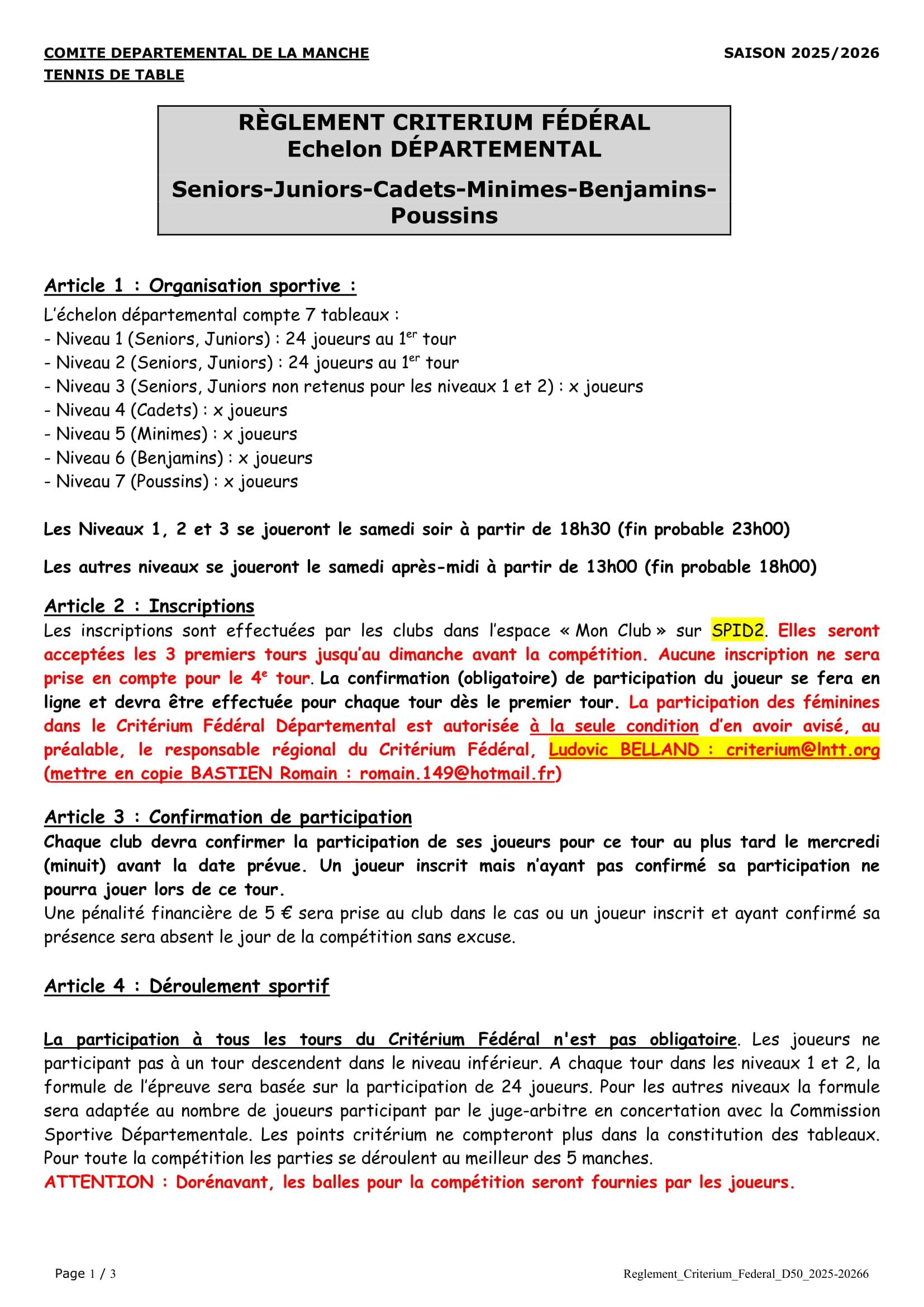 Reglement Criterium Federal D50 2025 2026 1