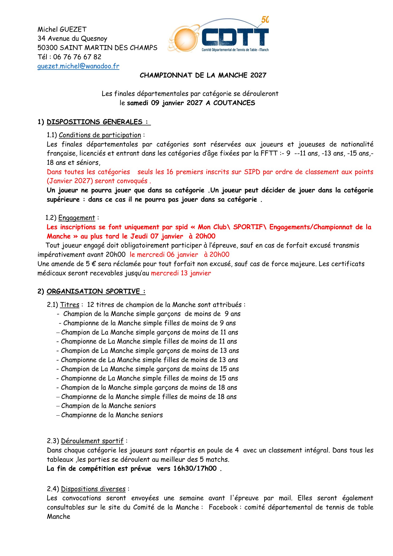 Règlement champt de la Manche 2026 1